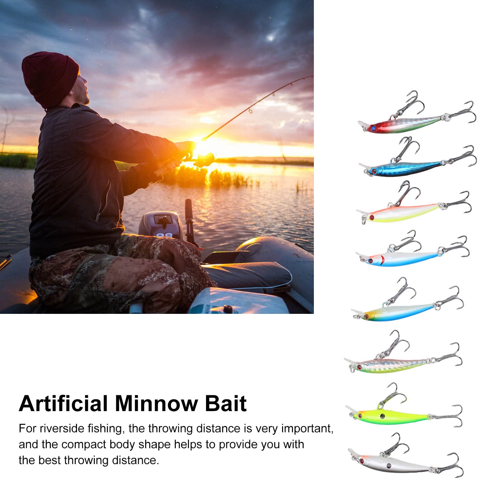 Ubersweet® Minnow Fishing Lure - 8PCS Sinking Hard Bait with High Resolution for Saltwater & Freshwater Fishing - Perfect for Bass, Trout, and Walleye - Ideal for Riverside, Lake, and Ocean Fishing Adventures