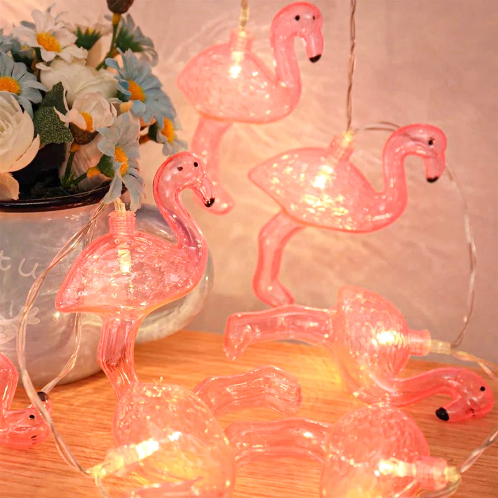 2 Pack Pink Flamingo LED String Lights - Battery Operated Fairy Lights for Patio, Garden, Bedroom, Wedding & Christmas Decor | Outdoor Party Lighting, Backyard Ambiance, Holiday Home Decoration
