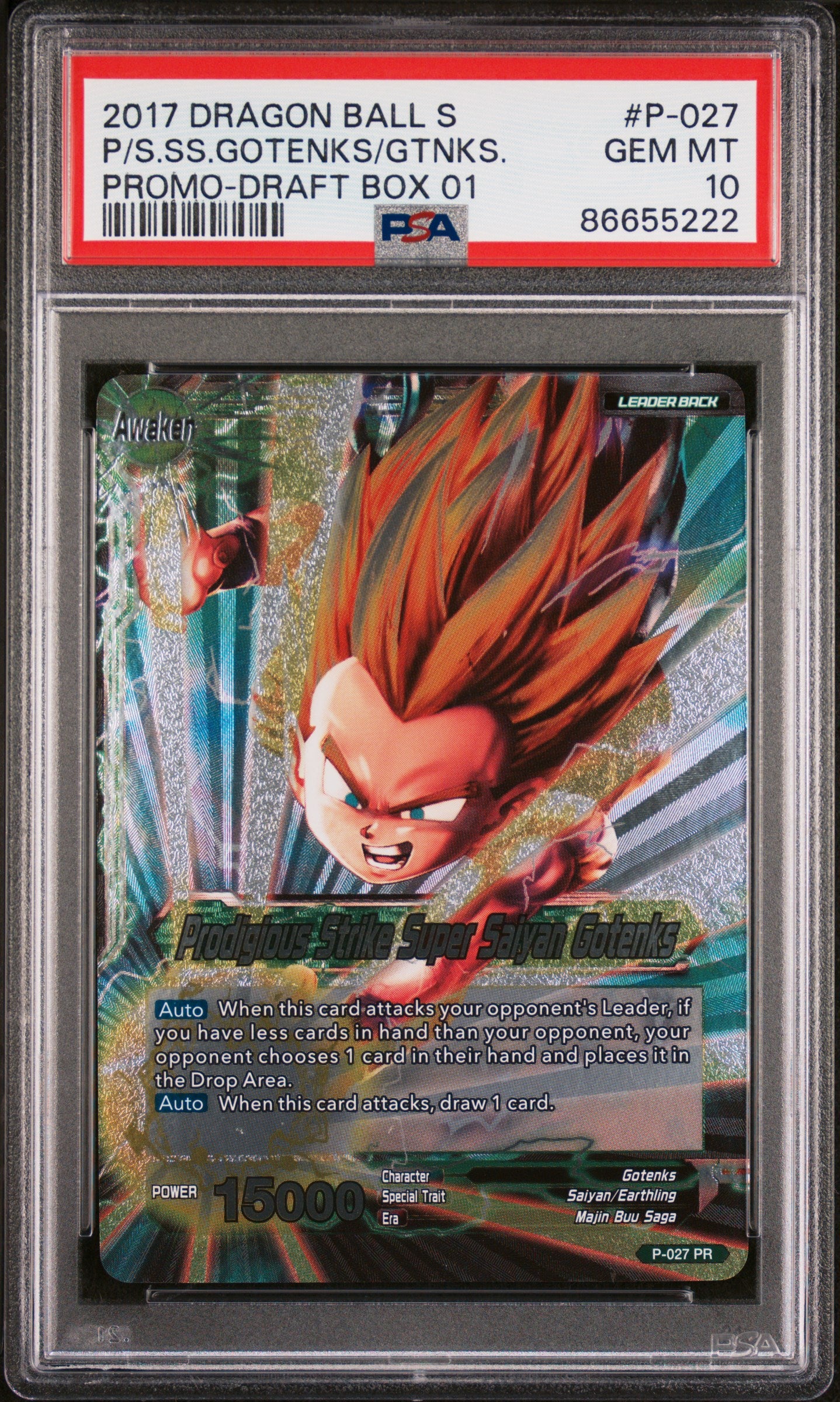 2017 Dragon Ball Super 1st Press Strike SS Gotenks #P027 PSA 10 Graded Card - Perfect for Collectors, Anime Fans & Dragon Ball Memorabilia Displays
