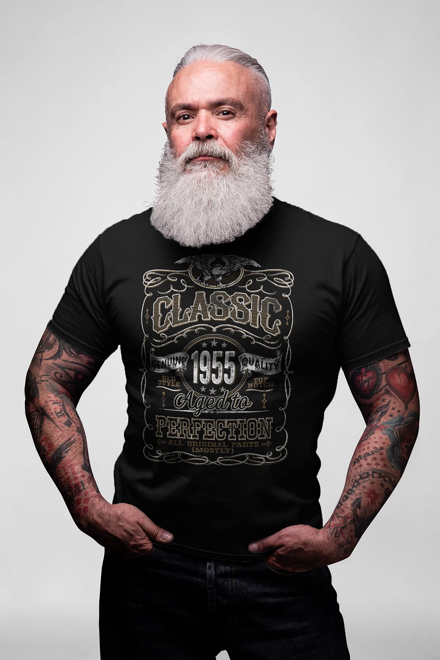 Classic 1955 Vintage 70th Birthday Gift T-Shirt for Men - Aged to Perfection - Perfect for Milestone Celebrations & Birthday Parties