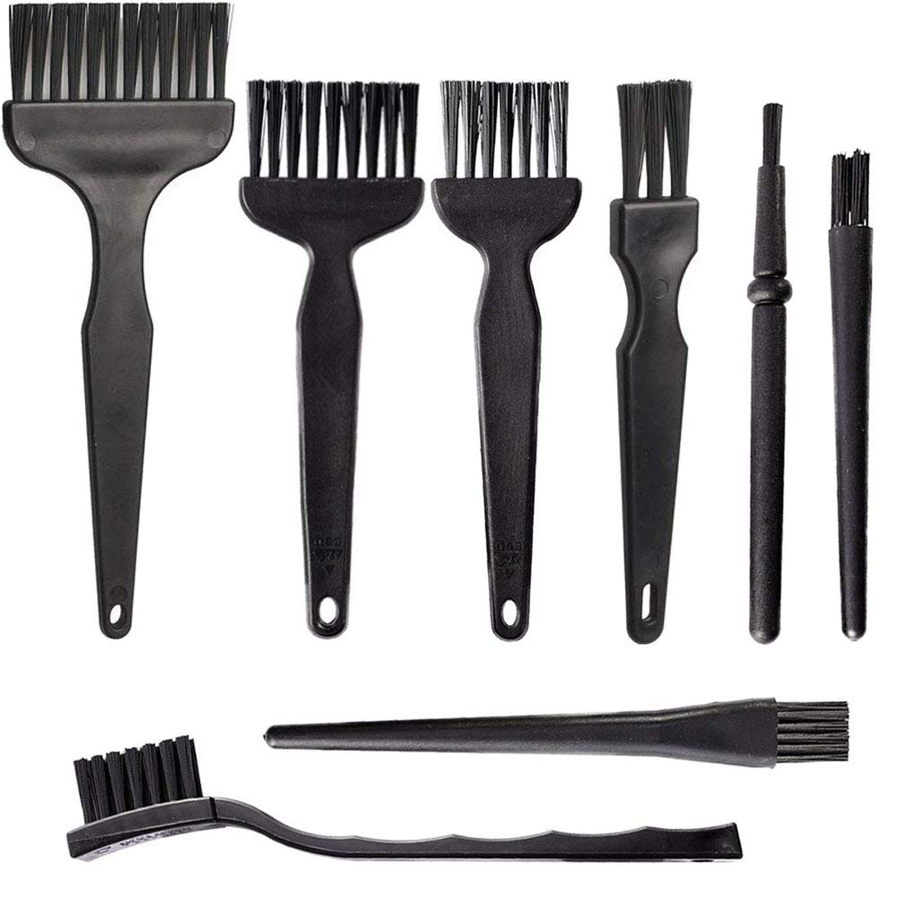 8-Piece Anti Static Brush Set with Plastic Handle - Nylon Cleaning Brushes for Keyboard, PCB, Razor & Computers - Perfect for Hard-to-Reach & Sensitive Areas - Ideal for Electronics Maintenance, Dust Removal & Precision Cleaning