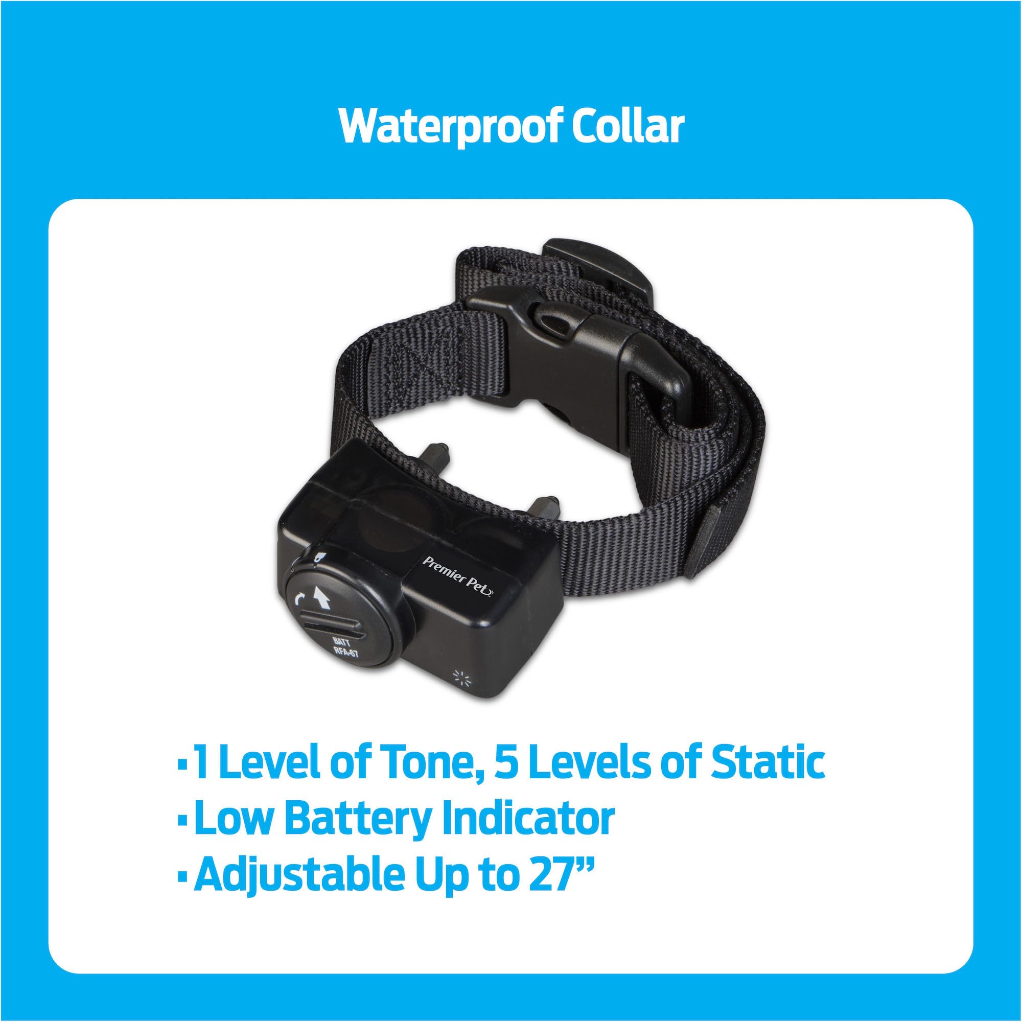 Premier Pet Wireless Dog Fence System - Adjustable Circular Boundary up to ½ Acre, Waterproof Collar with Tone & 5 Static Correction Levels, Expandable for Multiple Dogs, No Digging Required - Perfect for Backyard, Garden & Large Outdoor Spaces