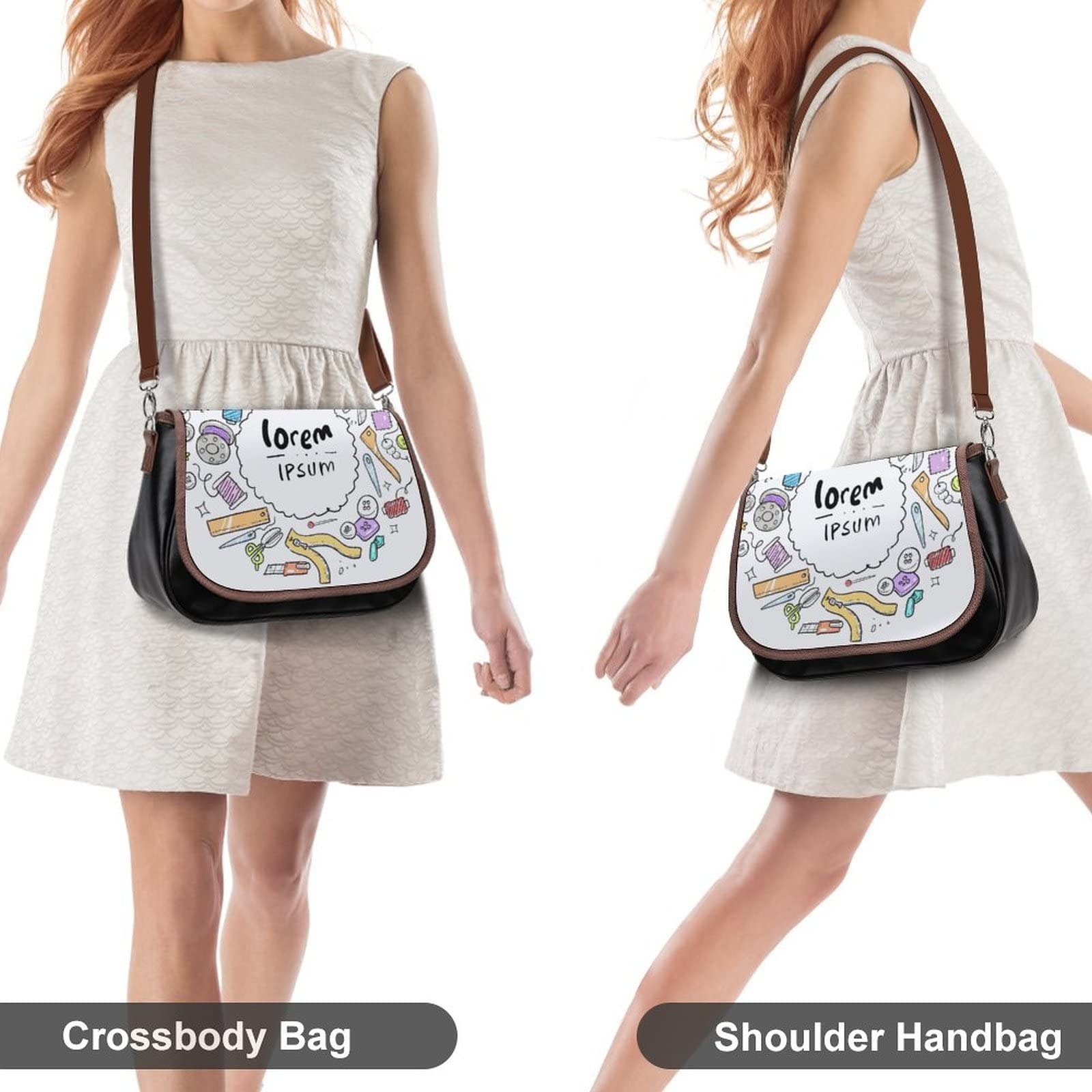 Trendy Printed Crossbody Bags for Women - Fashionable Leather Shoulder Bag & Satchel Hobo Purse with Doodle Design | Perfect for City Travel, Shopping & Daily Use