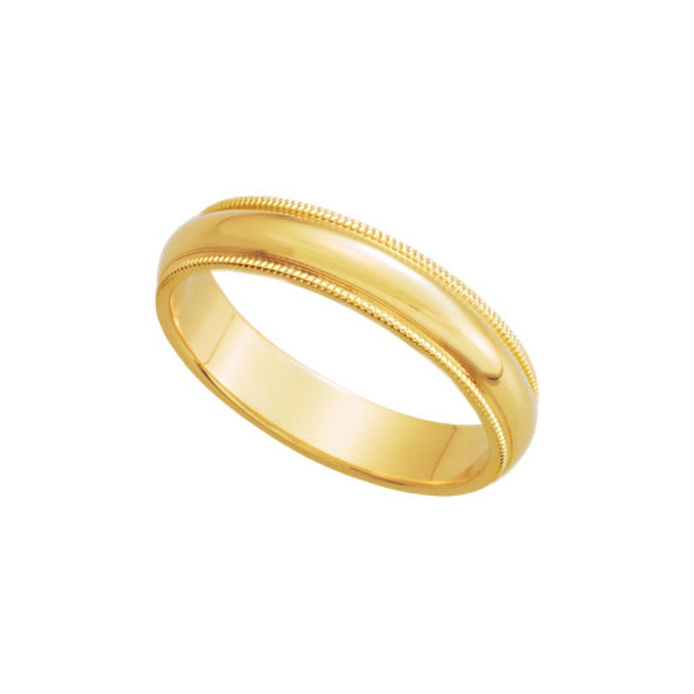 10k Yellow Gold 4mm Milgrain Edge Domed Band Ring - Perfect for Weddings, Anniversaries, and Everyday Elegance
