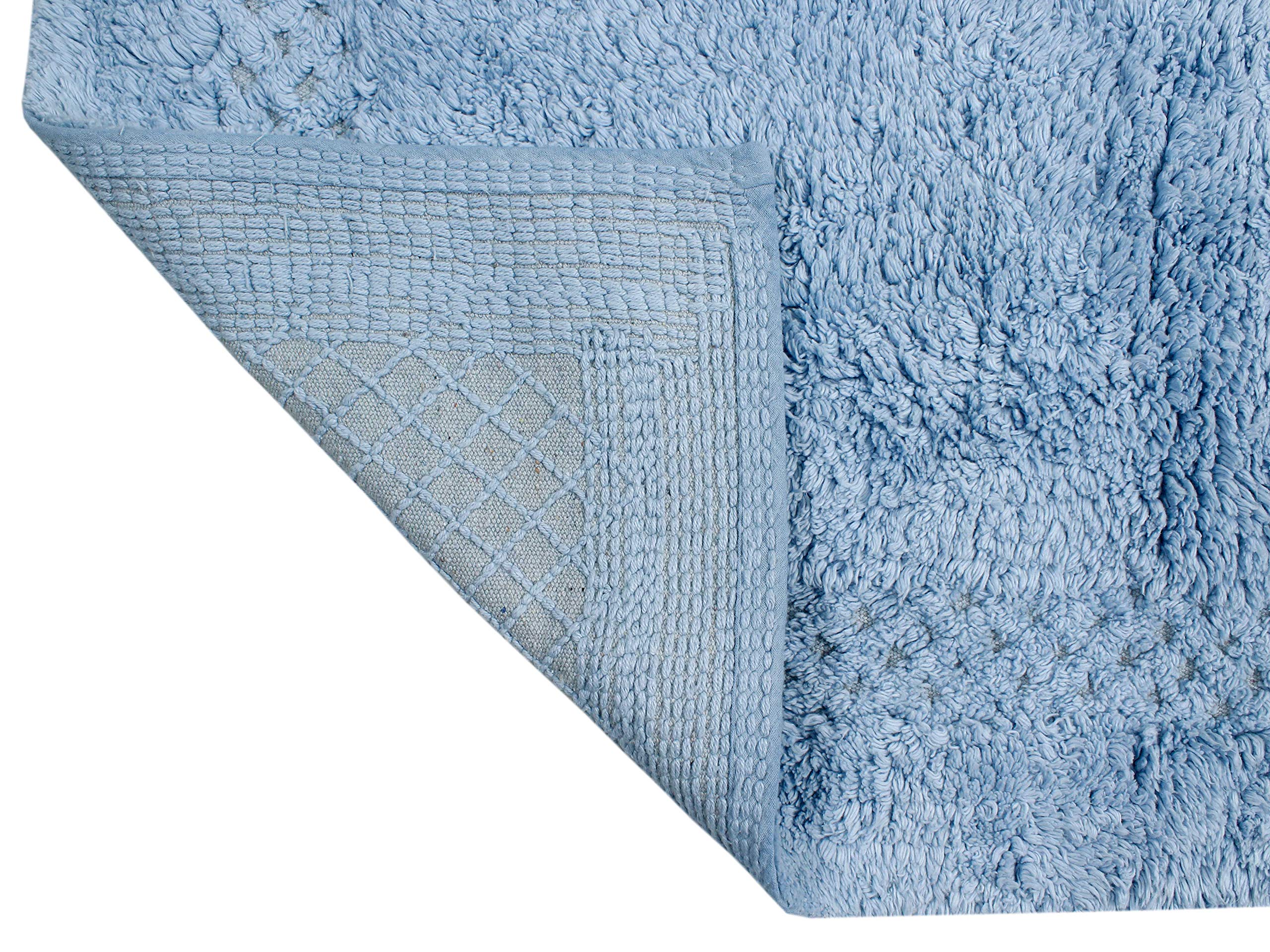 Premium 100% Cotton Bathroom Rugs Set - 5 Piece Non-Slip Bath Mat with Contour | Ultra Soft, Absorbent & Washable Bathroom Floor Mats | Perfect for Bathroom, Kitchen & Shower Use (Blue)