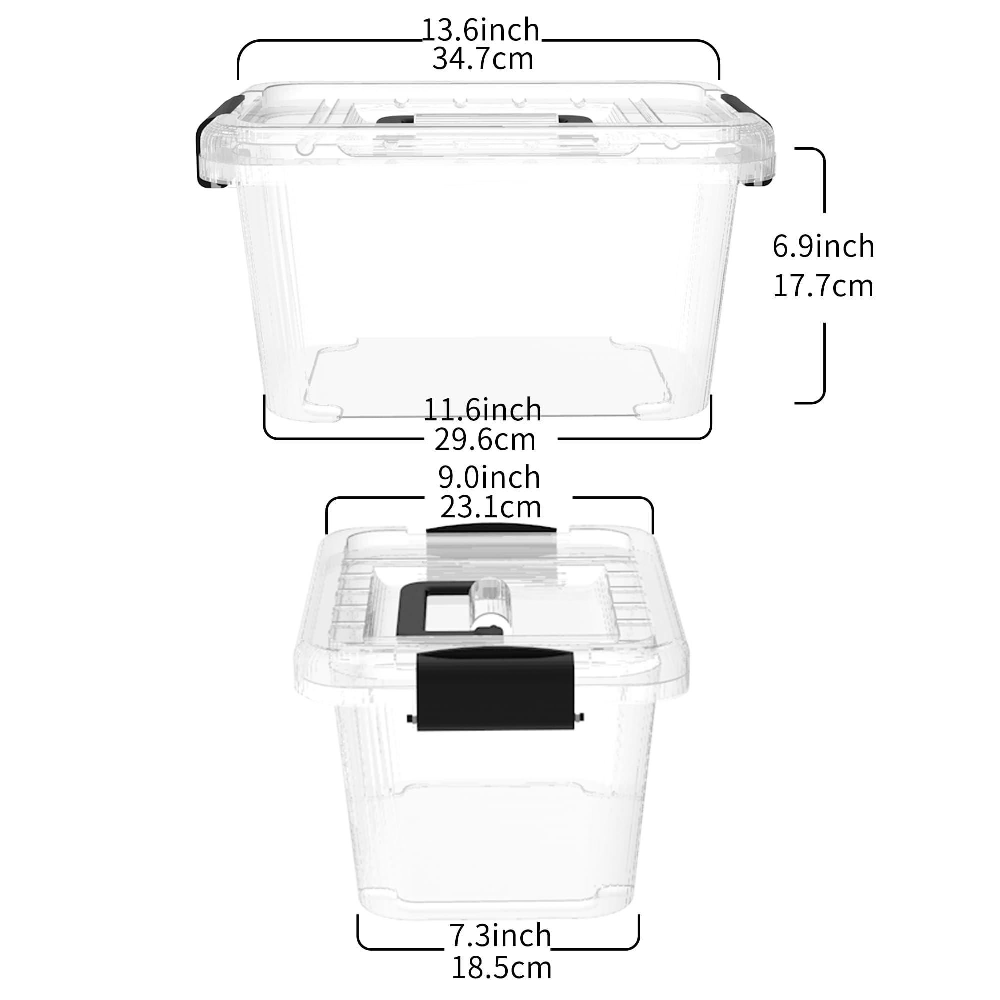 10L Clear Plastic Storage Bins with Lids - 12 Pack Stackable Organizer Boxes with Handles for Home, Office & Garage - Perfect for Organizing Cosmetics, Clothes, Tools, Cards & More - Durable PP Material, Portable & Space-Saving Design