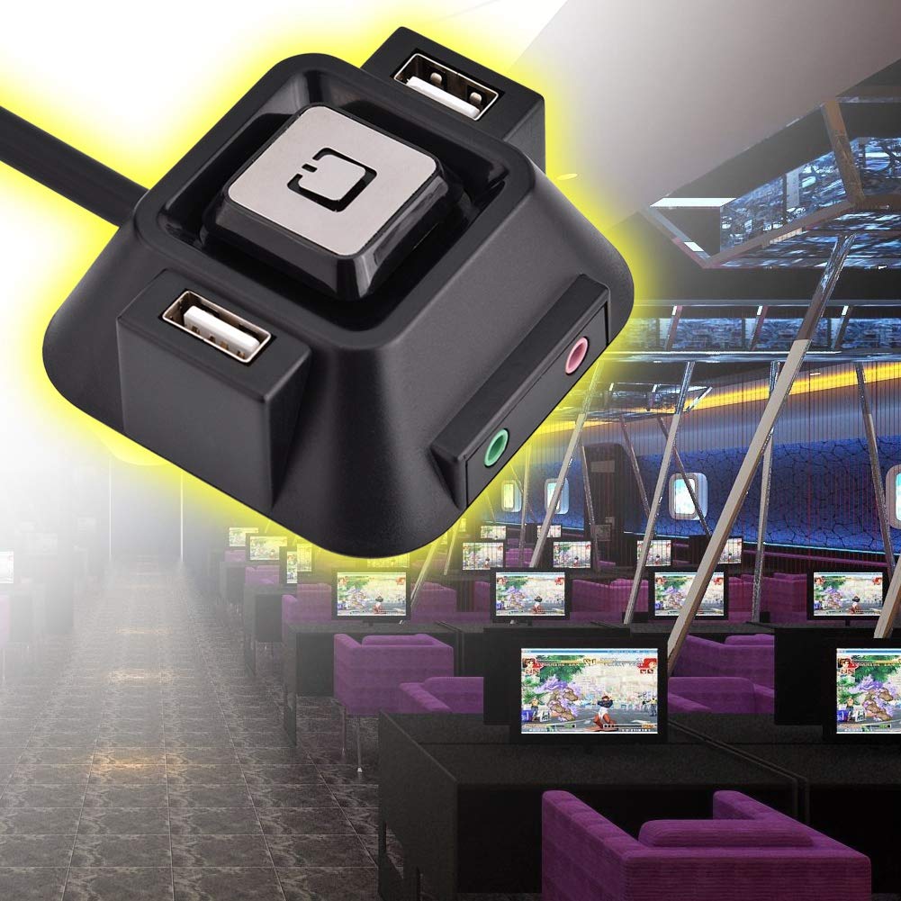 Yosoo Desktop PC Case Switch with USB Ports, Power Reset, Audio & Microphone Port - Computer Power Supply & HDD Switch for DIY PC Builds and Gaming Rigs