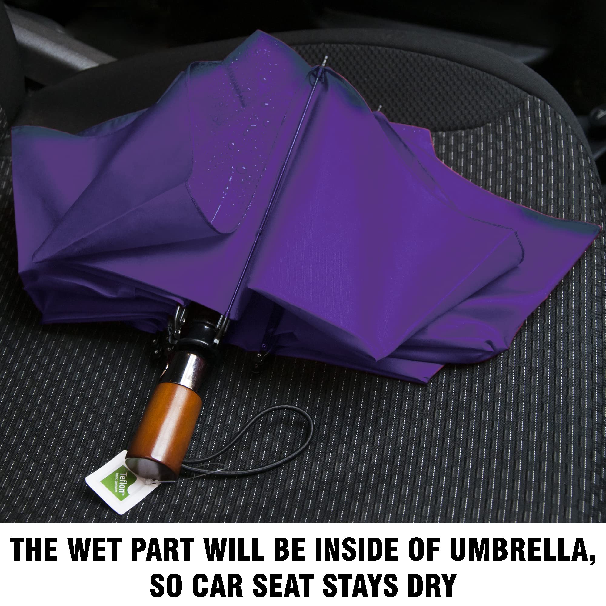 Windproof Automatic Travel Umbrella with 10% Larger Canopy - Compact Folding Portable Rain Umbrella for Men & Women - Perfect for Backpack, Purse & Everyday Use