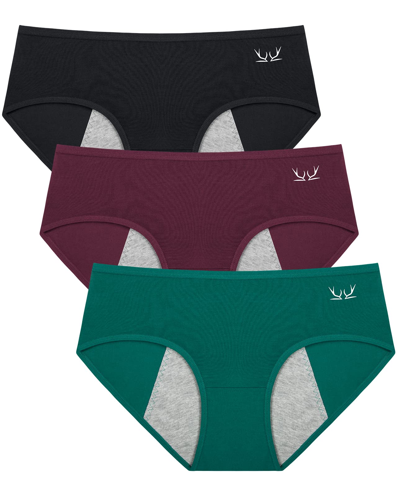 Kazmerek Period Underwear for Women & Teens - 3 Pack Absorbent Postpartum Maternity Panties - Comfortable Leakproof Menstrual Underwear for Sleep, Work & Active Lifestyle