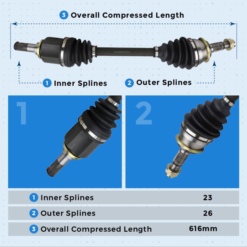 2002-2008 Mini Cooper CVT Transmission Front Left Driver Side CV Axle Half Shaft Assembly - Replacement for Smooth Ride & Power Transfer - Perfect for City Commuting & Weekend Getaways