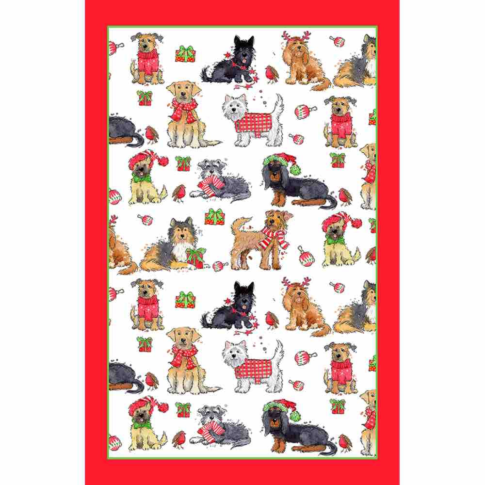 Christmas Dogs Tea Towel - Holiday Kitchen Towel with Festive Dog Designs - Perfect for Holiday Cooking, Baking, and Kitchen Decor