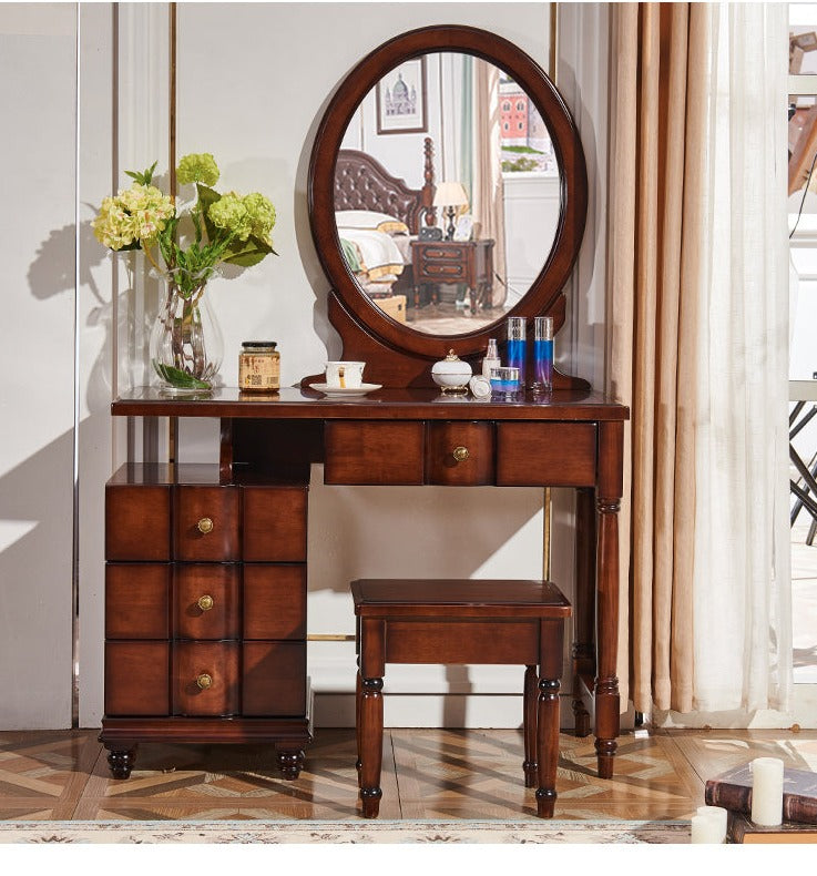 CHARLOTTE Hilton American Country Style Vanity Dressing Table with Mirror - Perfect for Bedroom Makeup & Jewelry Organization
