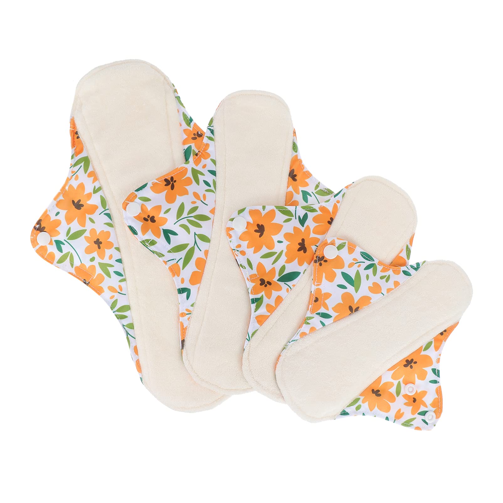 Healifty 4 Pack Reusable Breathable Nursing Pads - Washable Sanitary Pads for Women, Soft Dry Cloth Menstrual Pads & Panty Liners (Yellow) - Perfect for Postpartum Care, Breastfeeding & Daily Comfort