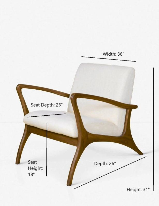 Handmade Designer Wooden Polished Chair - Indoor & Outdoor Use with White Fabric Cushion | Perfect for Patio, Garden, Living Room & Dining Room Decor