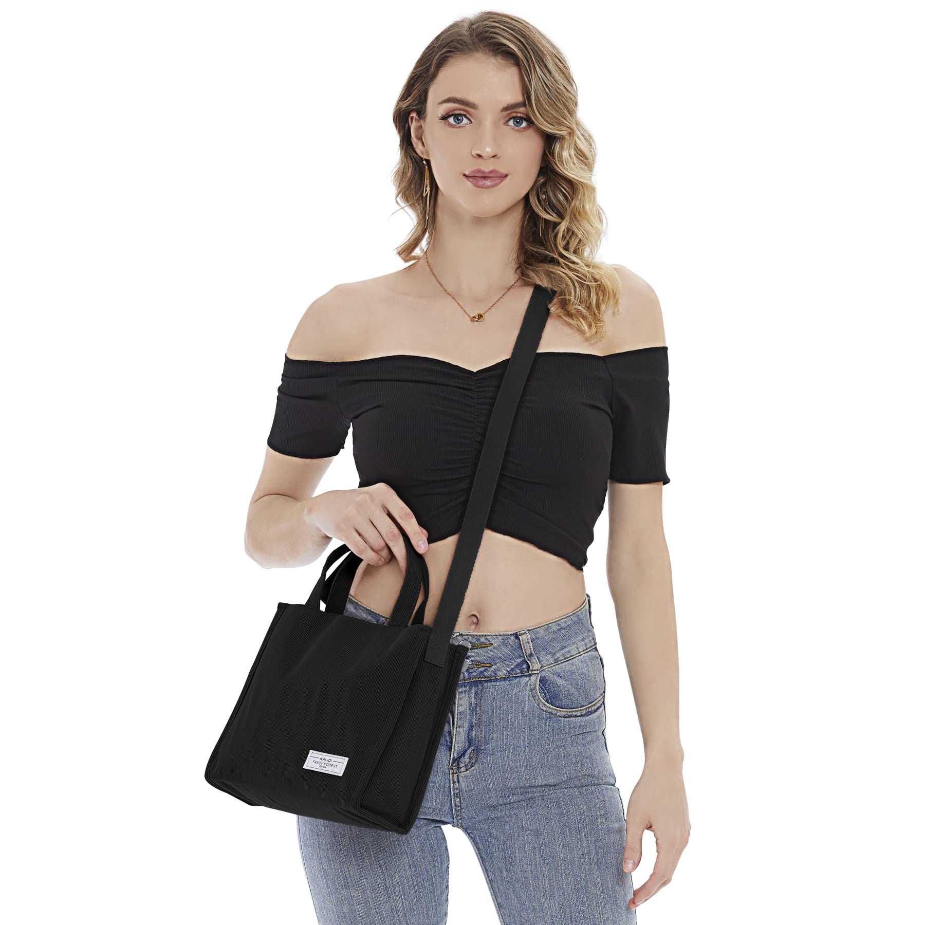 KALIDI Women's Corduroy Crossbody Tote Bag - Stylish Zippered Shoulder Handbag with Pockets | Perfect for Work, Travel & Everyday Use