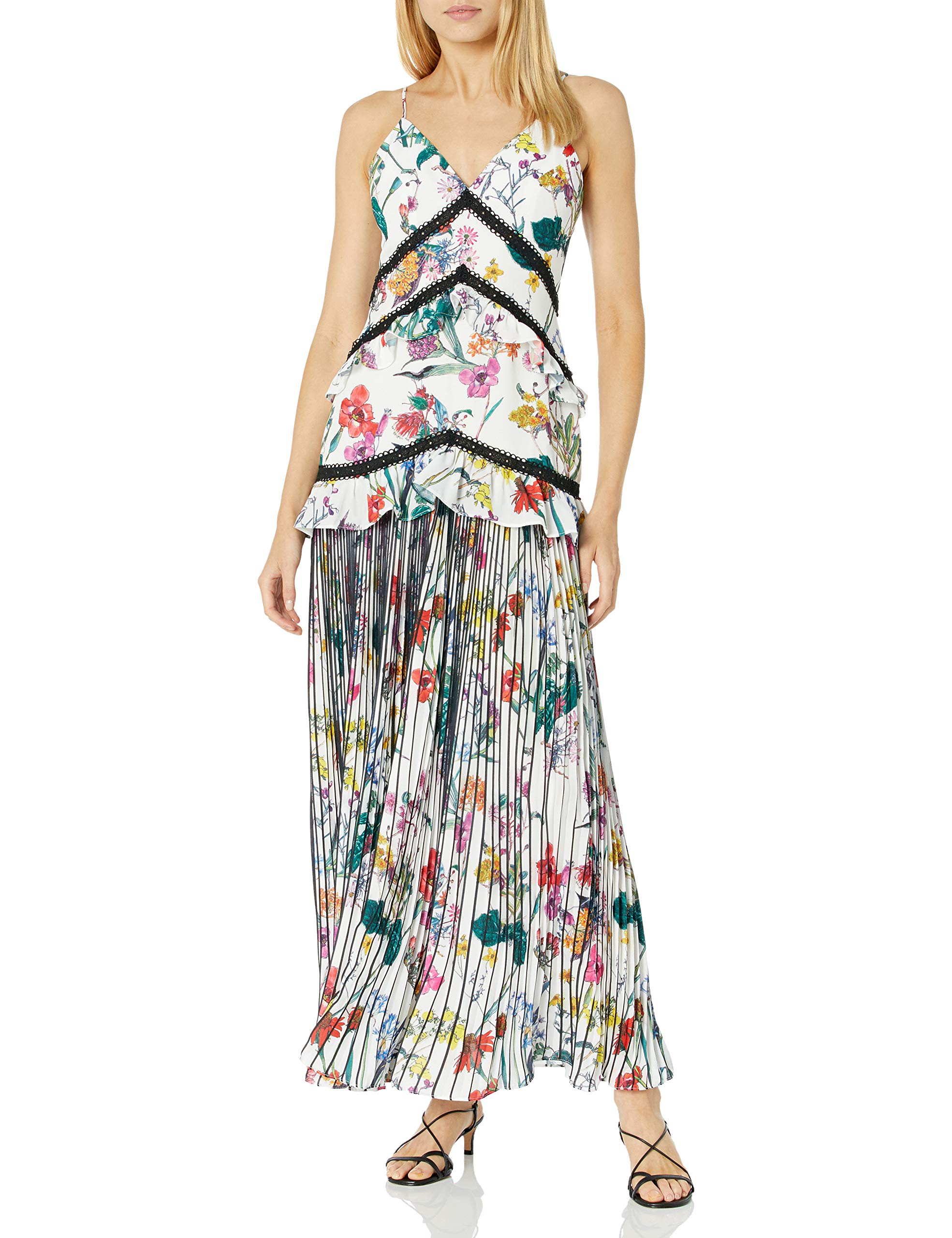 Elliatt Women's Paradox V-Neck Pleated Maxi Dress - Elegant Flowy Long Dress for Summer, Beach, Wedding & Special Occasions