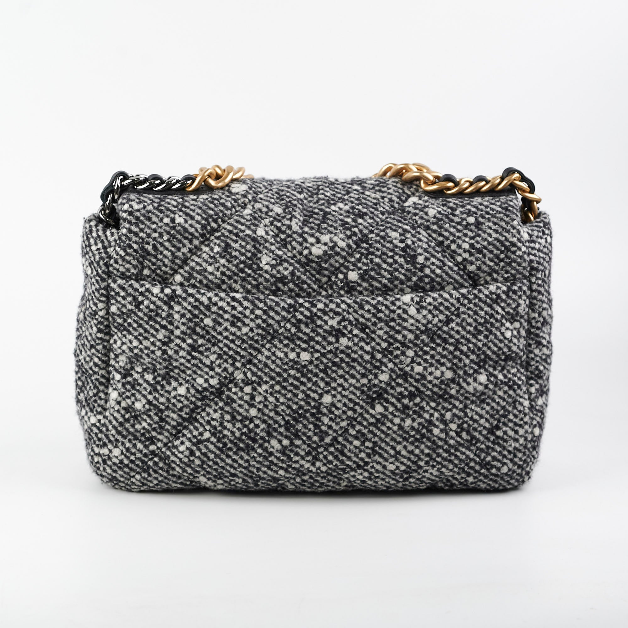 Chanel 19 Tweed Medium/Large Flap Bag Grey/Black - Luxury Designer Handbag for Women, Perfect for Work, Party & Everyday Use