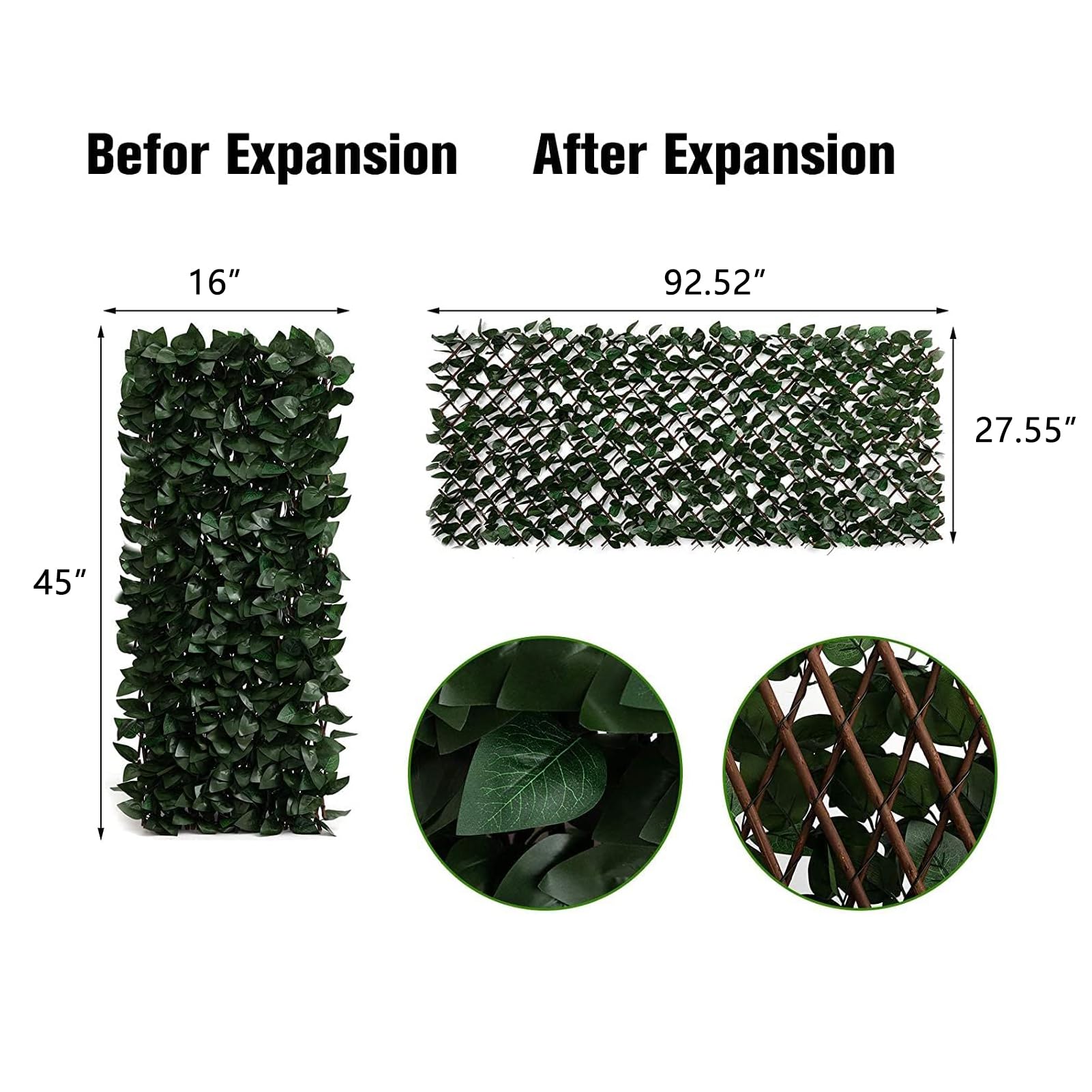 DOEWORKS 4PCS Expandable Faux Ivy Privacy Fence Screen - Outdoor Balcony Patio Garden Backyard Decor, Natural Greenery Backdrop for Home, Wedding & Party Decorations