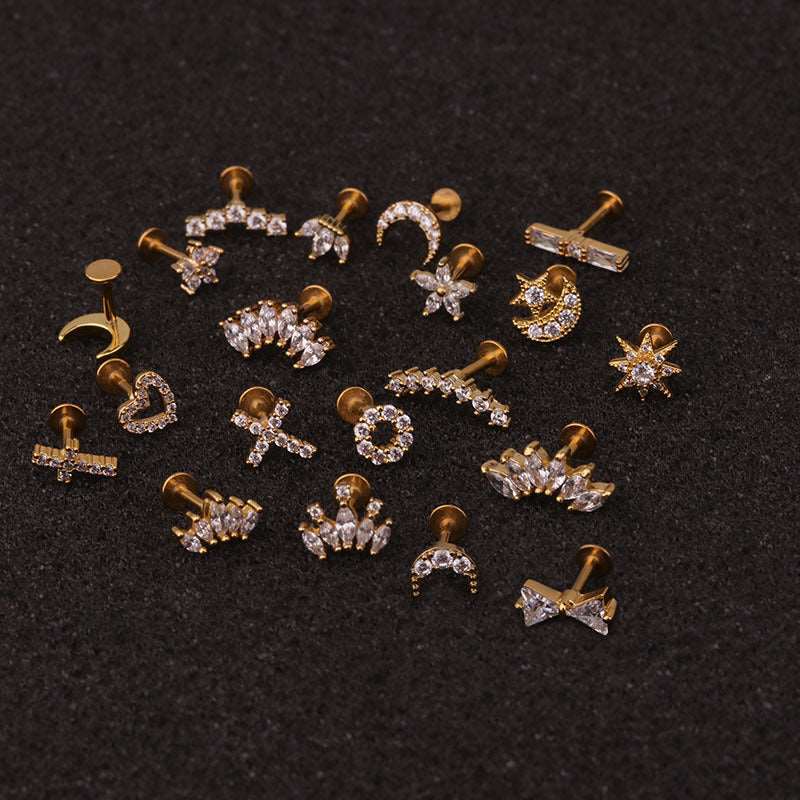 16G Flat Back Tiny Stud Labret Earrings for Lip, Nose, or Cartilage Piercing | Hypoallergenic Surgical Steel Jewelry | HSPJ218 - Perfect for Daily Wear, Parties, and Gifting