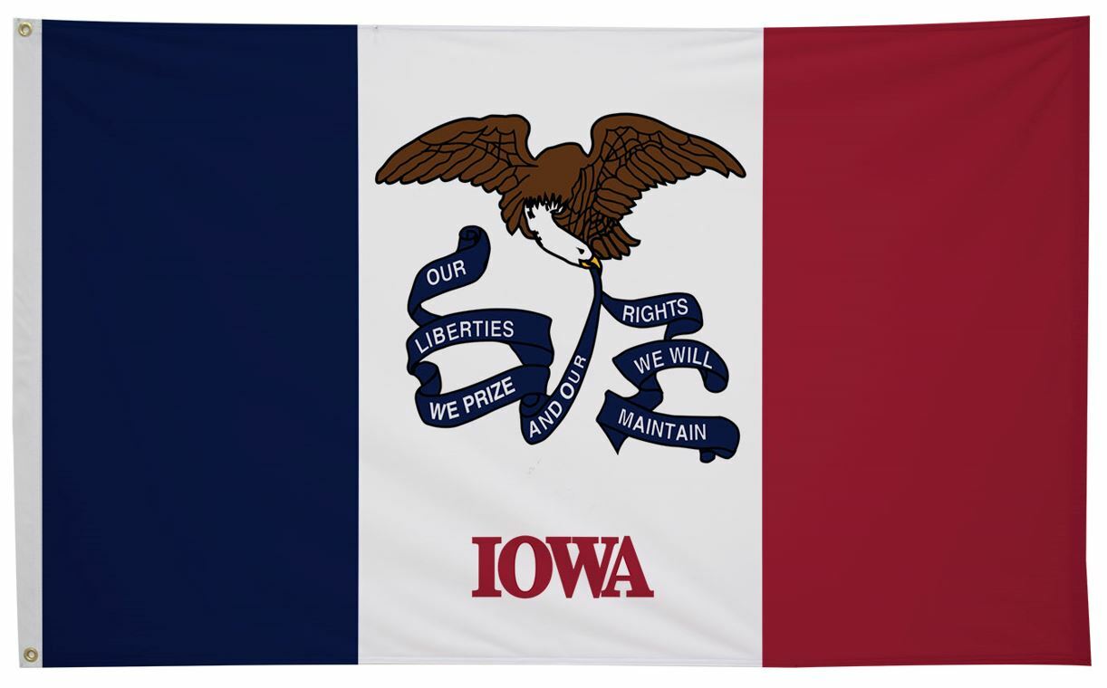 Iowa State Flag 6' x 10' - Durable Printed Nylon Outdoor Flag for Garden, Patio, and School Events - Perfect for Iowa Pride and Home Decoration