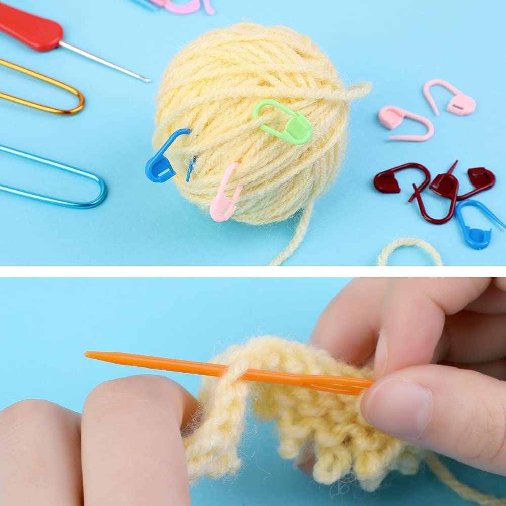 ELINKA Complete Knitting Kit with Needles, Hooks, Stitch Markers & Storage Case - Perfect for Beginners & Advanced Knitters - DIY Yarn Craft, Crochet & Handmade Projects