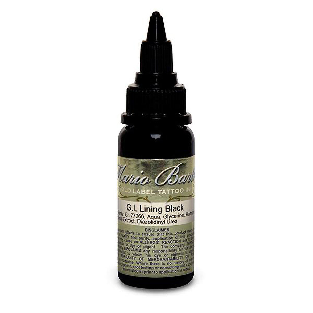 Intenze Tattoo Ink - Lining Black Mario Barth Gold Label - Professional 1oz Bottle for Tattoo Artists - Perfect for Fine Line Work and Detailed Tattoos