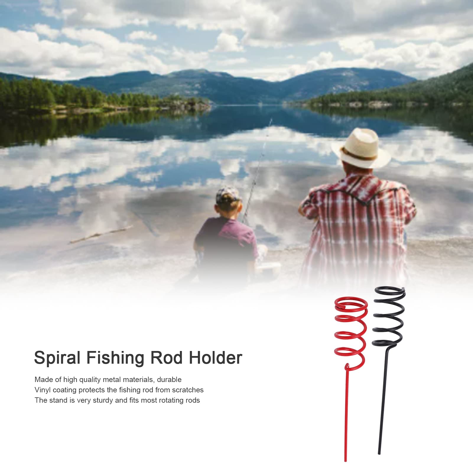 Heavy Duty Spiral Fishing Rod Holder - 2 Pack Metal Ground Support Stand for Fishing Tackles | Perfect for Shore, Boat, and Ice Fishing Accessories