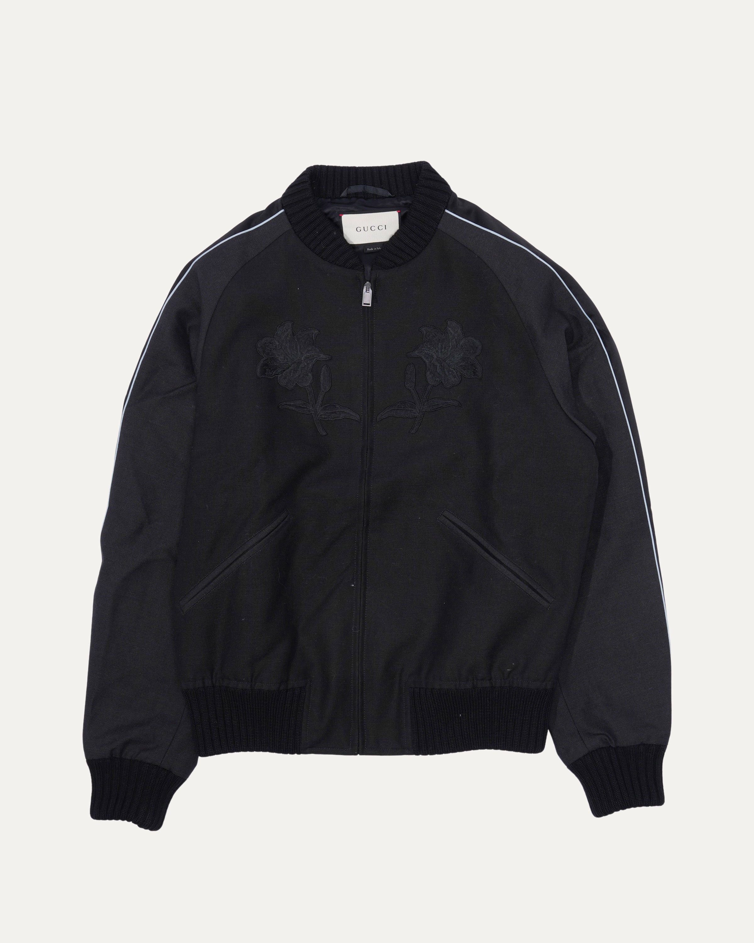 Vintage Appliqué Wool Mohair Blend Souvenir Jacket - Stylish Retro Outerwear for Casual Wear & Street Fashion
