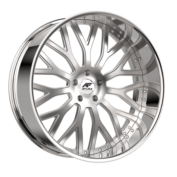 Amani Forged 28x9 Sorleno Brush Center Chrome Lip 15mm Wheels - Premium Alloy Rims for Trucks & SUVs - Perfect for Off-Roading & Custom Car Upgrades