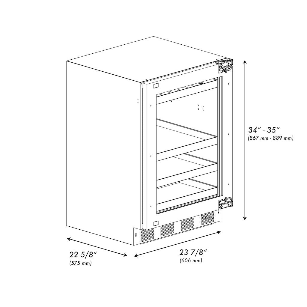 ZLINE Autograph Edition 24 Inch Built-In Beverage Refrigerator - Touchstone 151 Can Capacity, Panel Ready Glass Door with Champagne Bronze Handle (RBSPOZ 24 CB) - Perfect for Home Bar, Kitchen, or Office Drink Storage