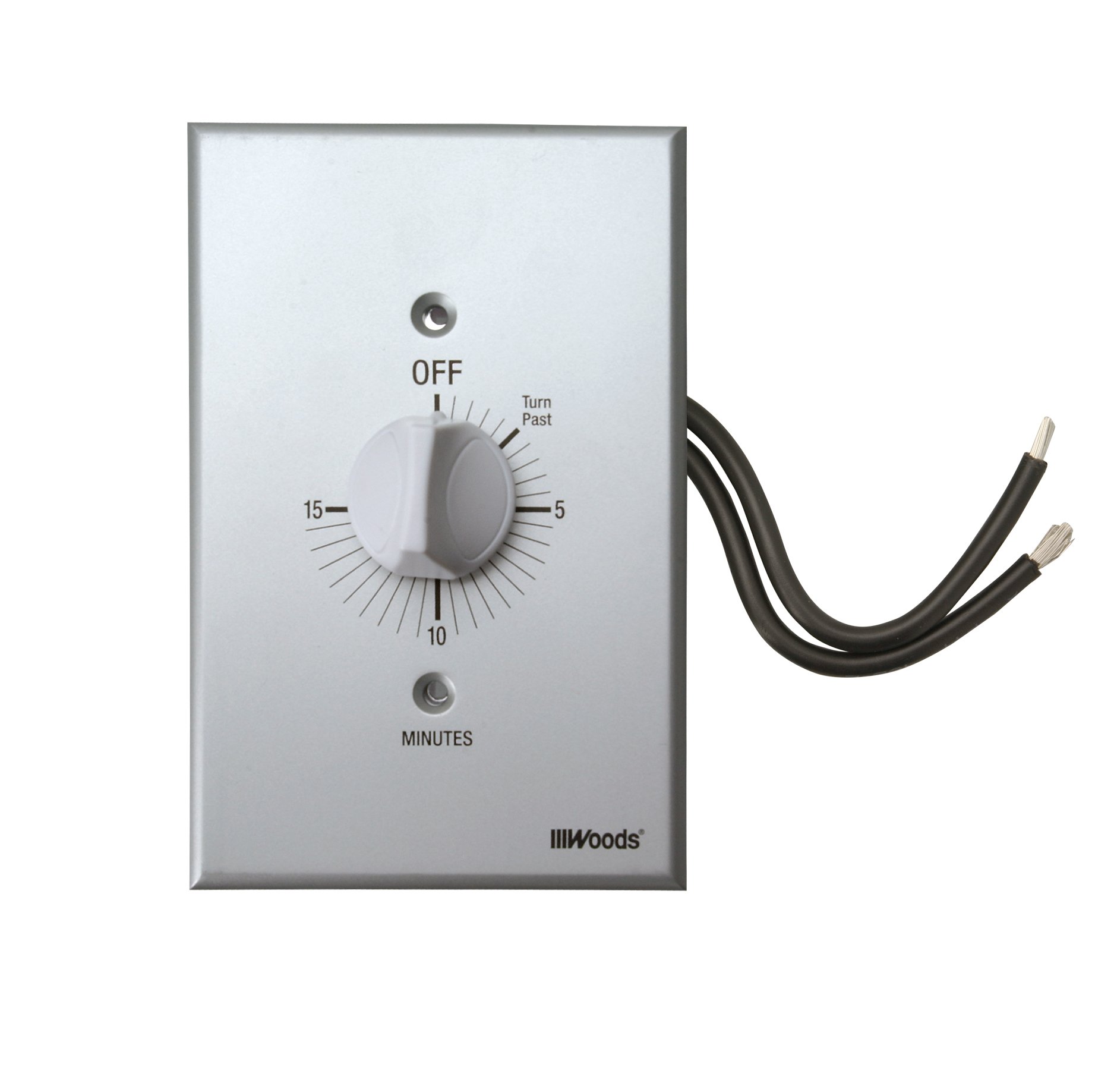 Woods 59713 15-Minute Spring Wound In-Wall Timer - Gray | Automatic Light & Appliance Control for Bathrooms, Laundry Rooms & Home Automation