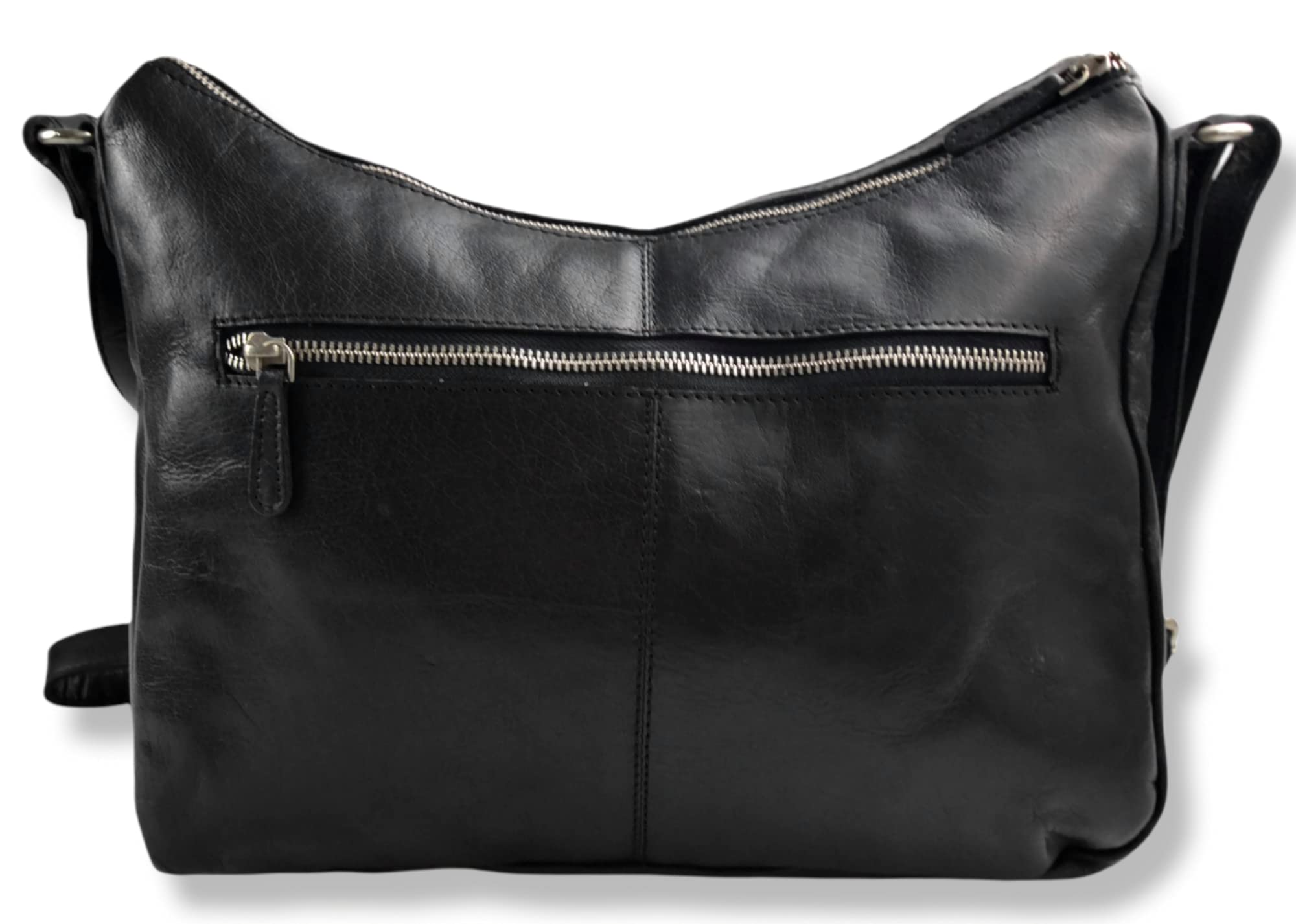 Women's Buffalo Leather Handbag - Black Shoulder Bag, Leather Satchel Purse & Crossbody Bag for Everyday Use, Work & Travel (Black)