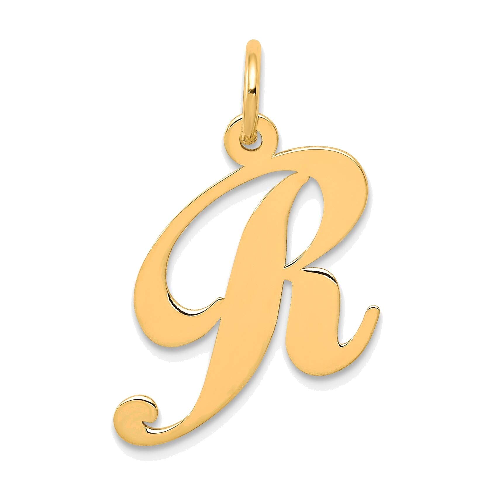 14K Yellow Gold Initial R Charm Necklace - Personalized Fancy Script Letter Pendant for Women, Gift for Her, Birthday, Anniversary, Valentine's Day