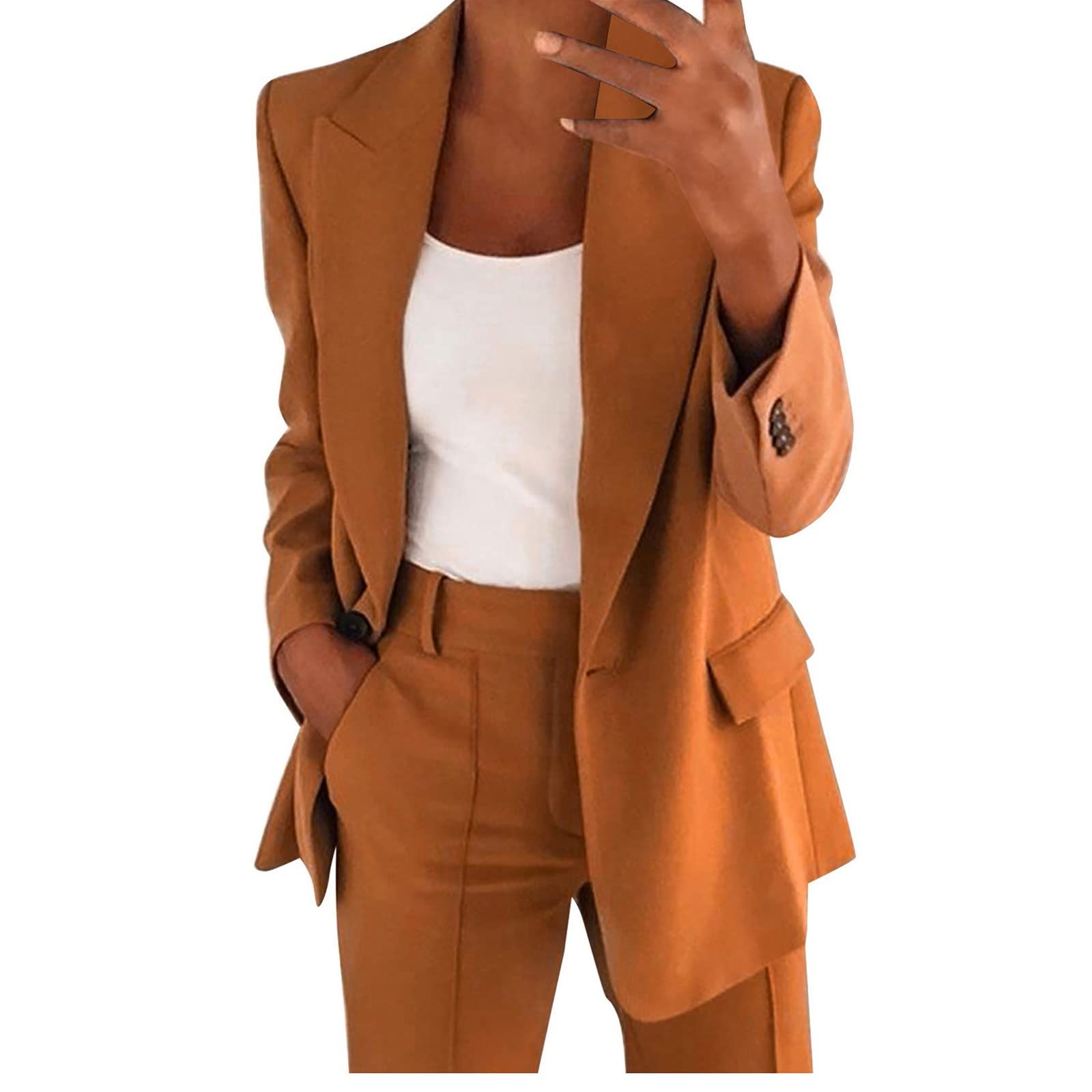 Women's Two-Piece Blazer Set - Slim Fit Office Suit for Work & Casual
