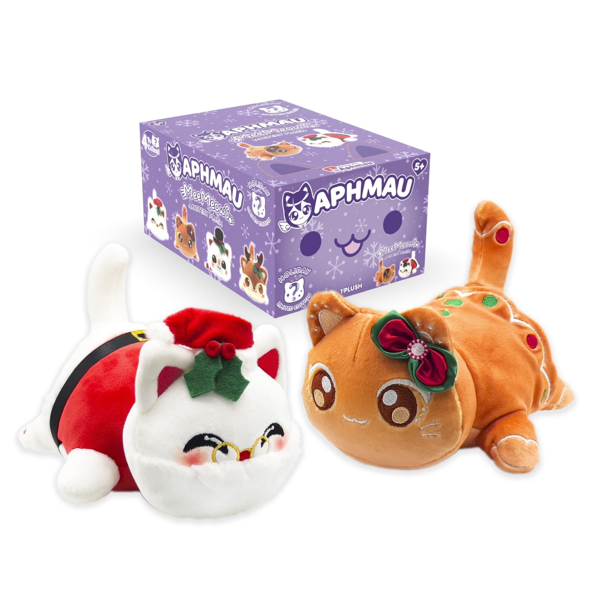 Aphmau MeeMeows 6-Piece Christmas Mystery Blind Box Collection - Cute Cat Plush Toys for Kids, Gift Exchange & Holiday Decorations