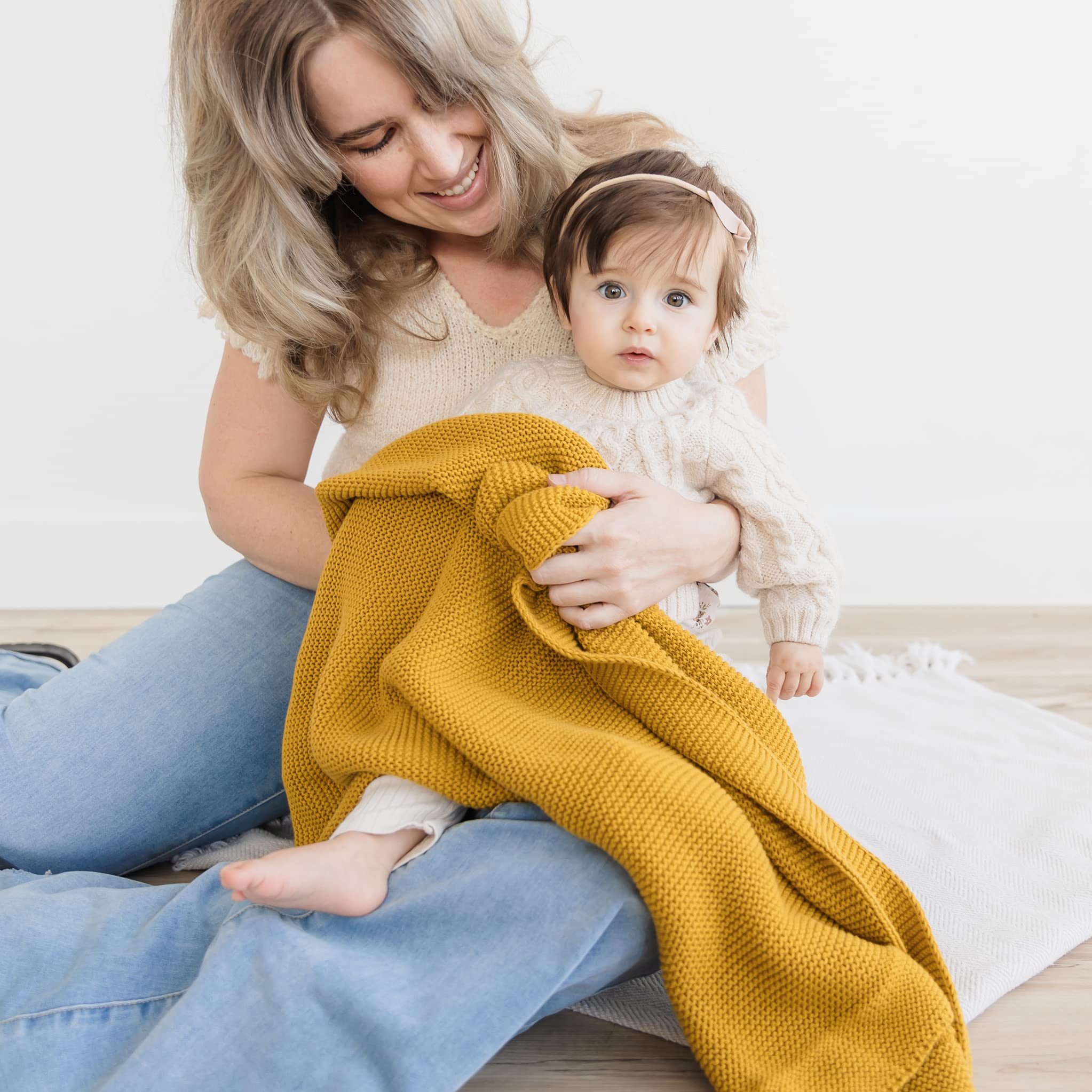 Natemia Knitted Baby Receiving Blanket - Ultra Soft Organic Cotton 30
