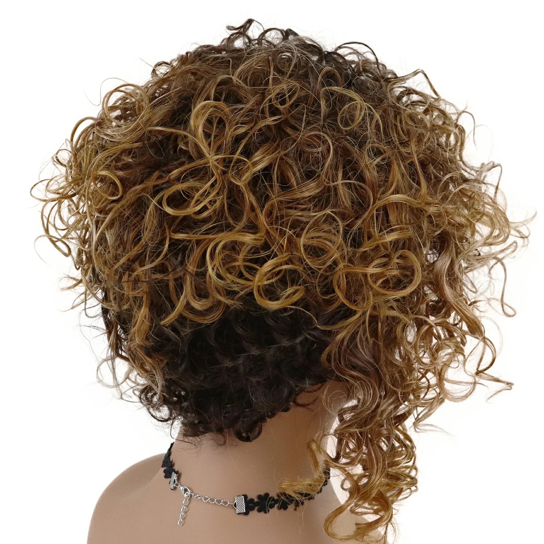 Afro Short Curly Synthetic Wig with Bangs for Women - Heat Resistant High Temperature Fiber Wig in Mix Brown Color | Fashionable & Cute Hairstyle for Cosplay, Parties & Daily Wear