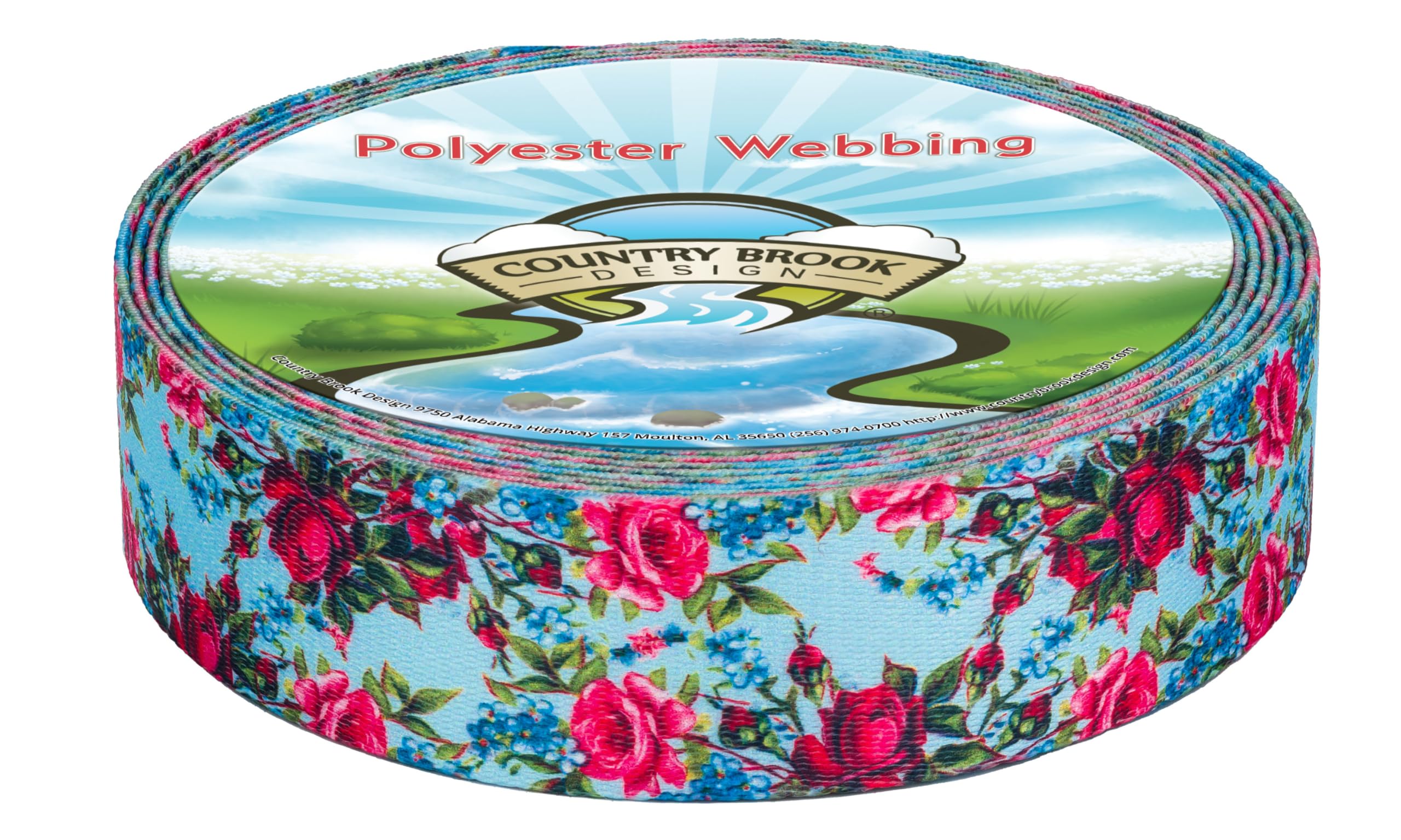 Country Brook Design - Vintage Roses Polyester Webbing for DIY Crafts, Sewing Projects & Home Decor | Durable Fabric Trim for Bags, Headbands & Scrapbooking