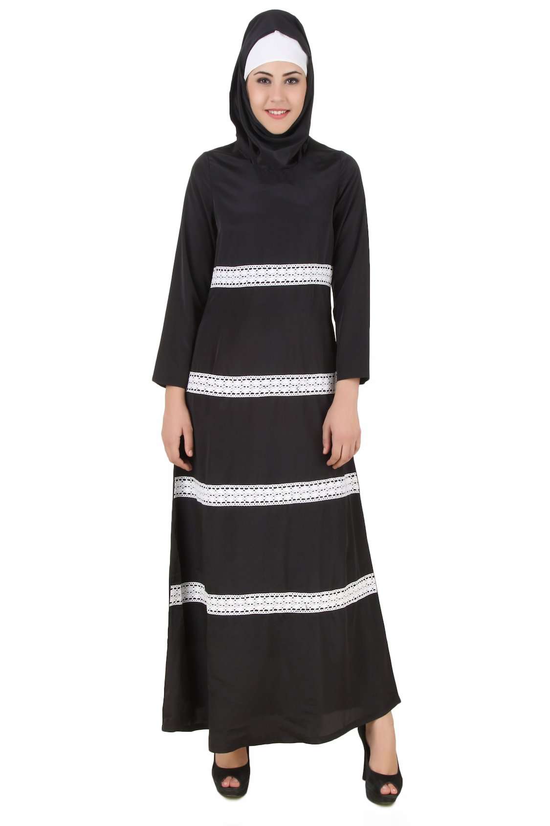 Elegant Black Nida Abaya for Women - Modest Islamic Prayer Dress - Perfect for Mosque, Eid, and Special Occasions