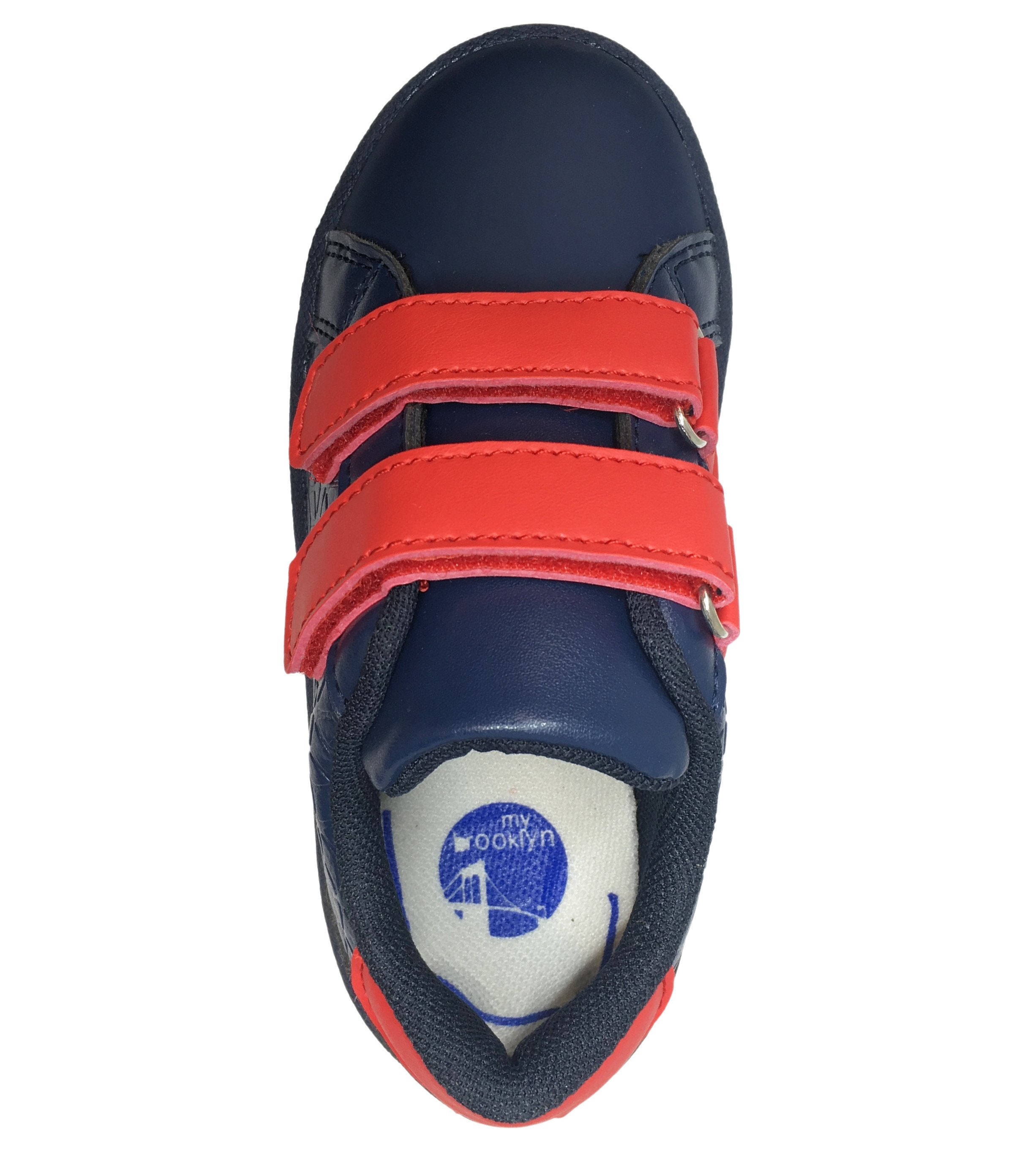 My Brooklyn Original Boys & Girls Sneakers - Navy Blue with Red Double Straps - Comfortable Casual Shoes for School, Play & Everyday Wear