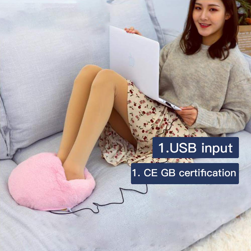 Electric Foot Warmer with USB Heating - Plush Soft Washable Foot Cushion for Winter | Office & Home Use | Cozy Heating Slippers for Cold Weather, Travel & Relaxation