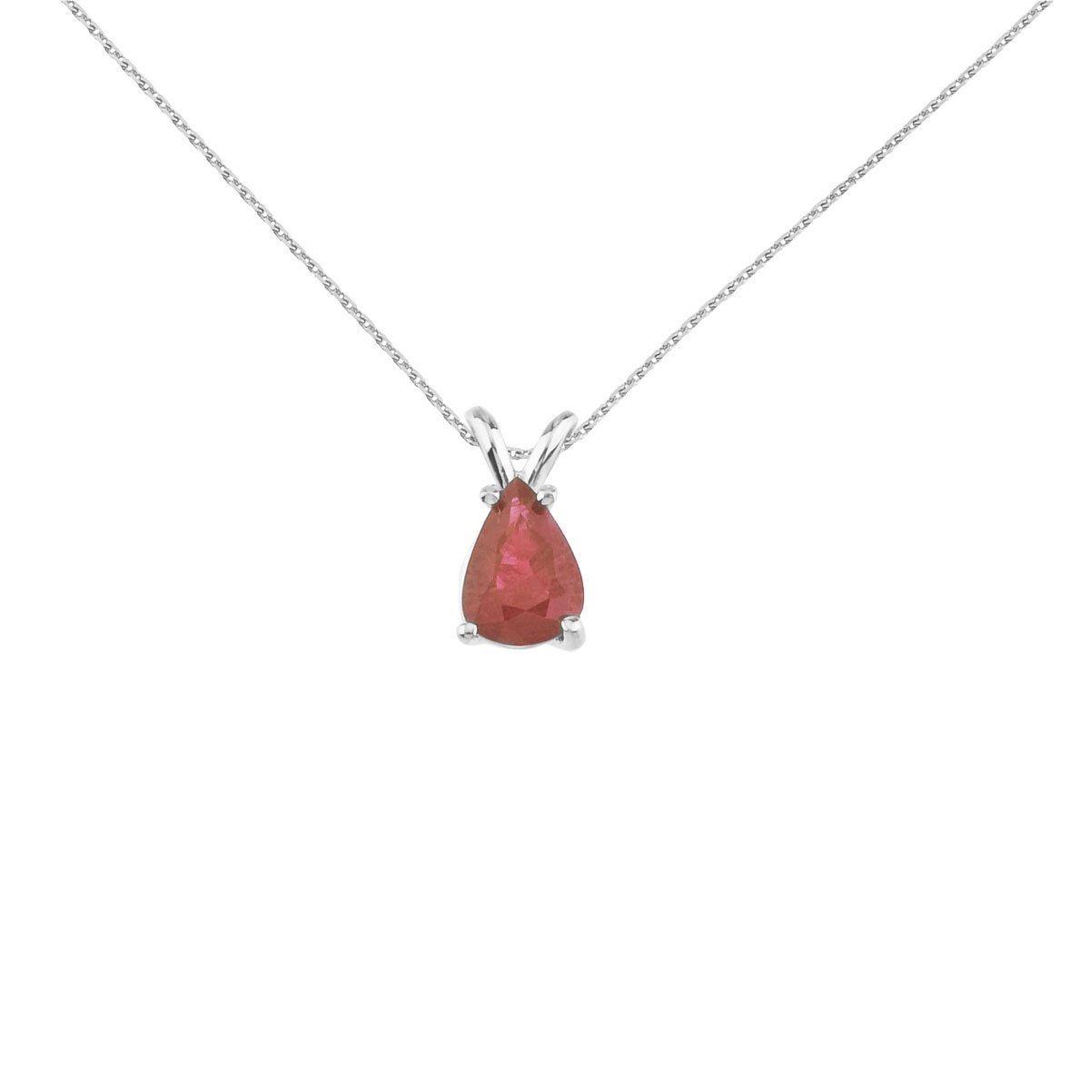 14K White Gold Pear-Shaped Ruby Pendant Necklace - Elegant Jewelry Gift for Women (Gift Box Included, No Chain) | Perfect for Birthday, Anniversary, Valentine's Day & Special Occasions