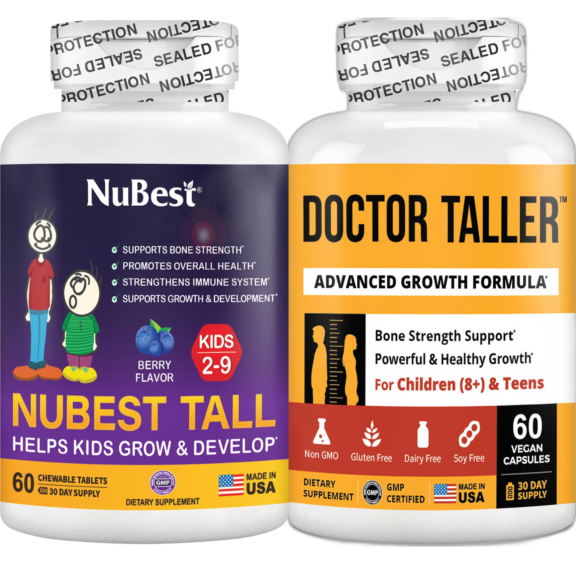 NuBest Doctor Taller Growth Supplement for Kids & Teens (8+ Years) - 60 Chewable Tablets to Support Height Growth & Bone Strength - Ideal for Active Children, Sports Enthusiasts & Healthy Development