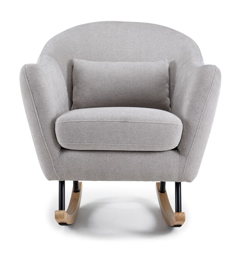 Comfortable Light Grey Rocking Chair for Living Room, Nursery, or Patio - Perfect for Relaxing and Nursing