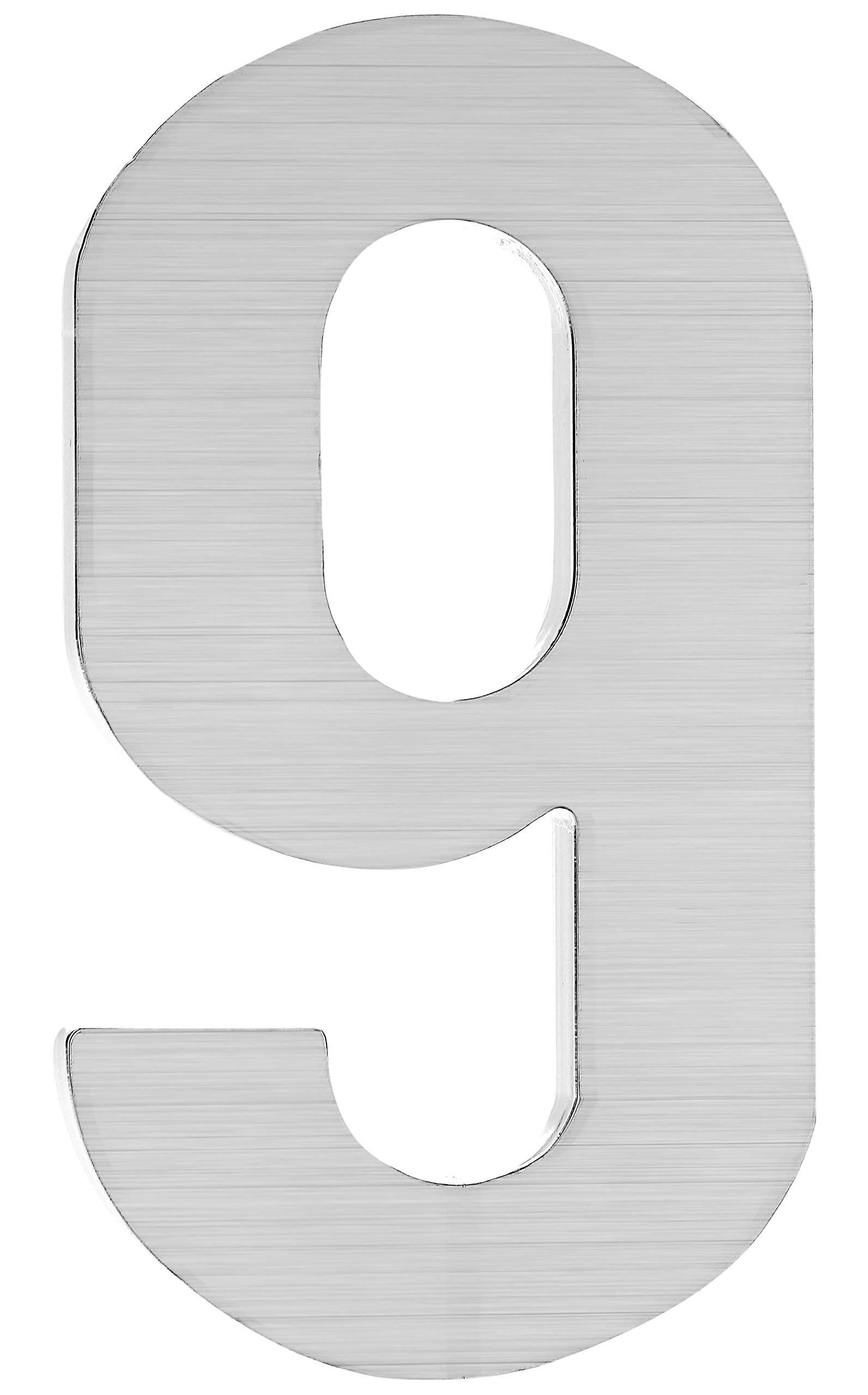 3 Inch Silver Stainless Steel Floating Address Numbers for Houses - Durable Acrylic Backing with 3M Double-Sided Tape & Hardware Included (Set of 9) - Perfect for Mailbox, Front Door, and Outdoor House Number Display