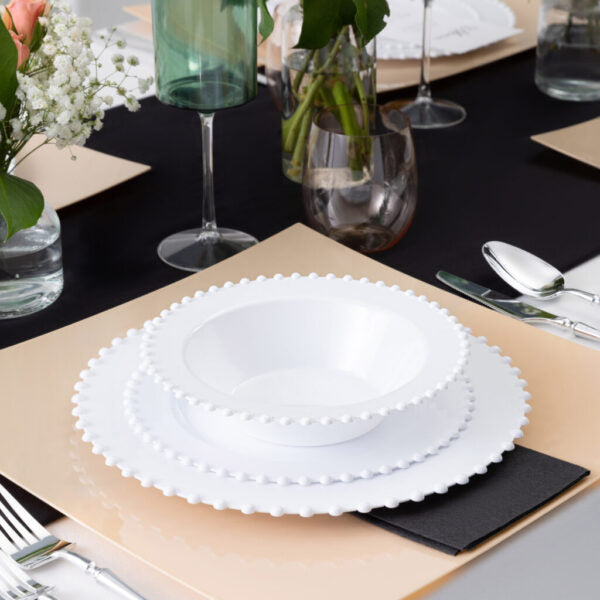 12 oz. White Round Soup Bowls with Beaded Rim - Set of 10 - Microwave & Dishwasher Safe - Perfect for Soups, Salads, Cereals & Desserts - Elegant Dinnerware for Home, Restaurant & Party Use