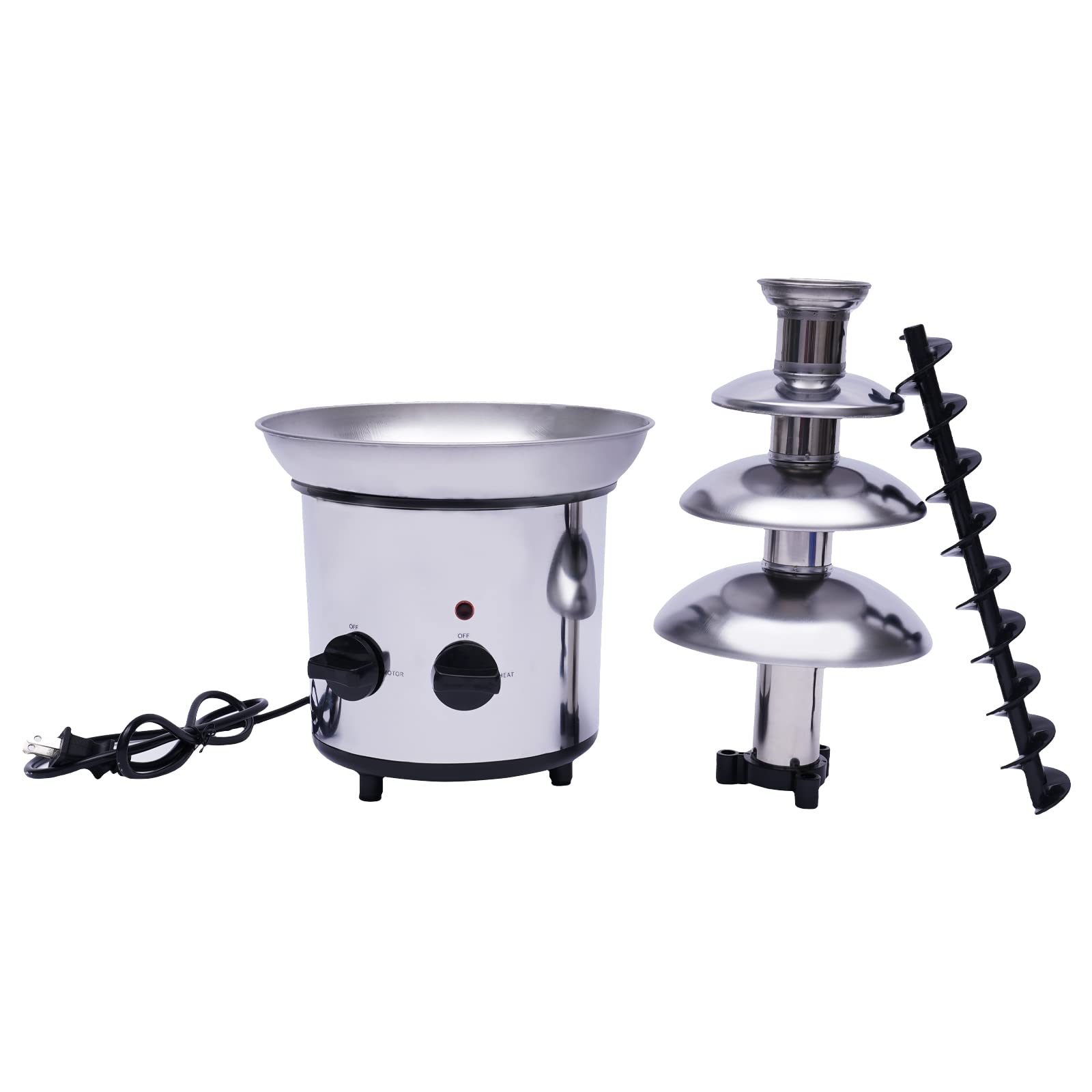 4-Tier Stainless Steel Chocolate Fondue Fountain - 110V 170W Electric Melting Pot for Chocolate, Candy, Butter, Cheese & Caramel | Perfect for Parties, Weddings, Dessert Buffets & Home Entertaining