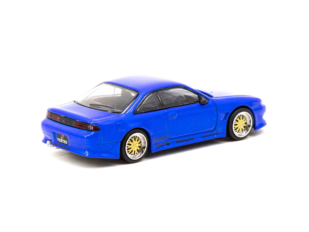 Tarmac Works 1:64 Scale Nissan Silvia S14 Vertex Edition Diecast Model Car - Blue Metallic Finish | Collectible Miniature Toy for Display, Racing Dioramas & Car Enthusiasts