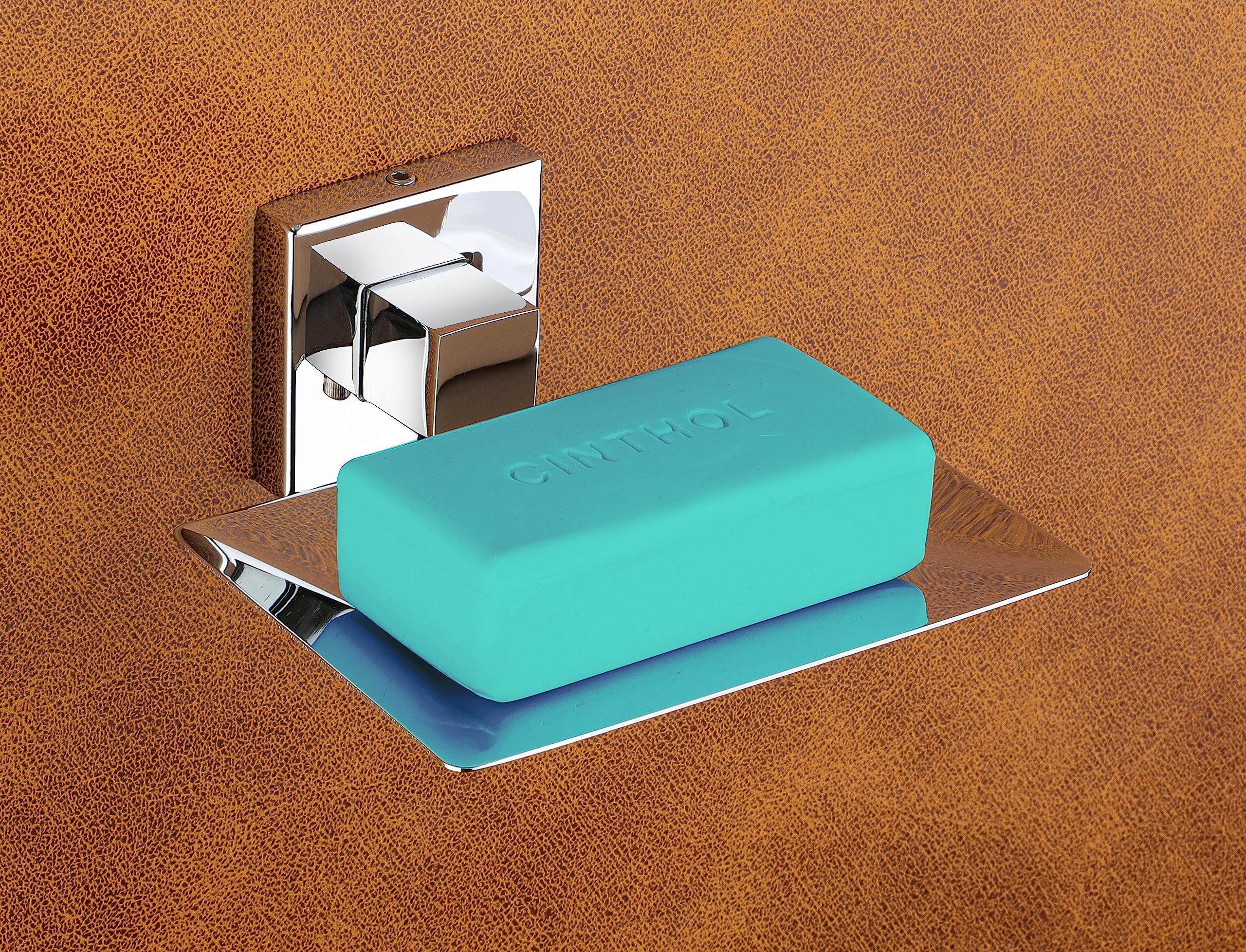 Premium Stainless Steel Chrome Finish Square Soap Holder - Bathroom & Kitchen Soap Dish with Drain Holes - Rustproof Soap Stand for Shower, Sink, Countertop - Modern Bath Accessories (1-Pack)