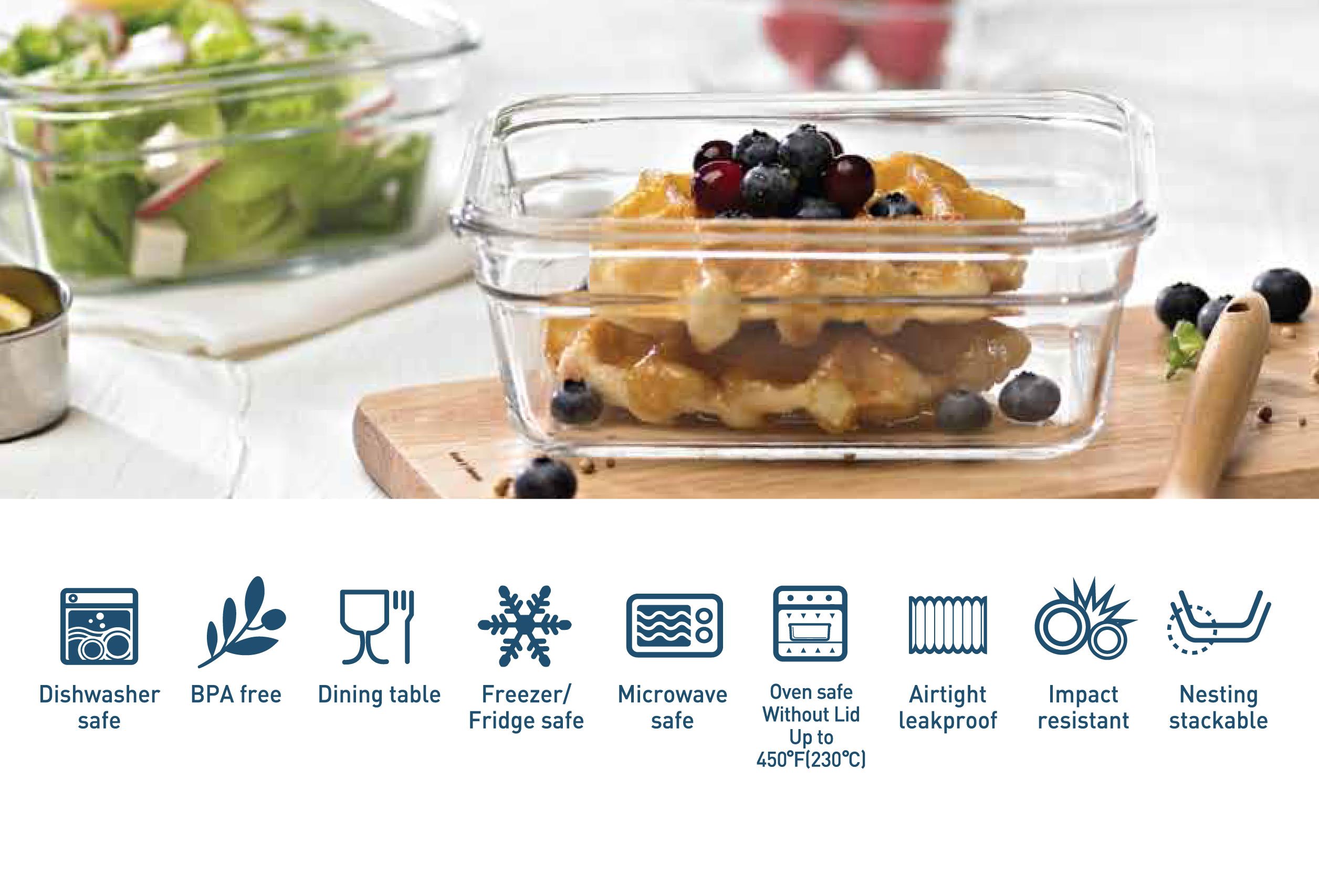 Glasslock 18-Piece Glass Food Storage Containers Set with Blue Airtight Lids - Microwave & Oven Safe, Anti-Spill, BPA-Free - Perfect for Meal Prep, Leftovers & Kitchen Organization